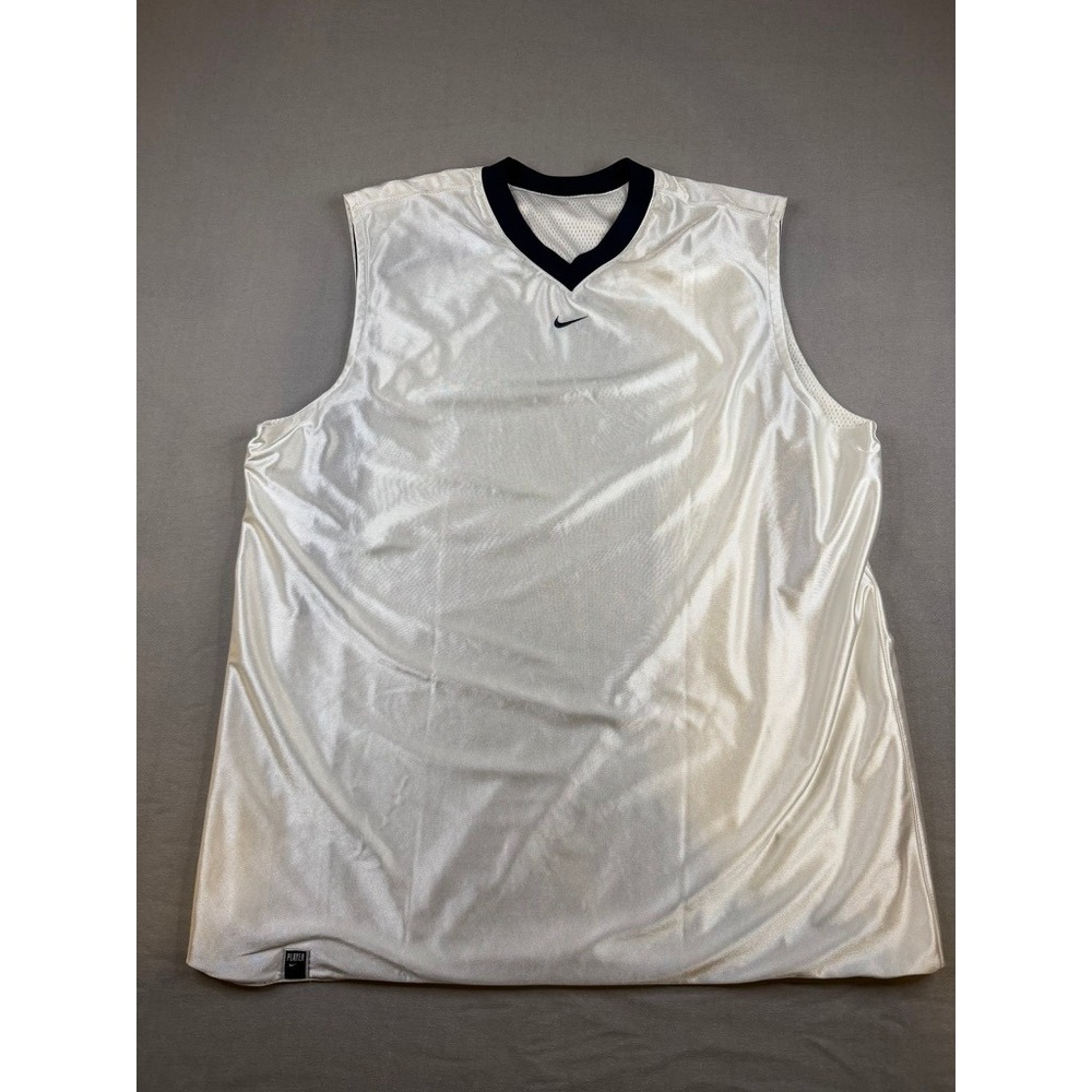 Y2k Nike Reversible Basketball Jersey Mens XL White Navy Blue Center Swoosh